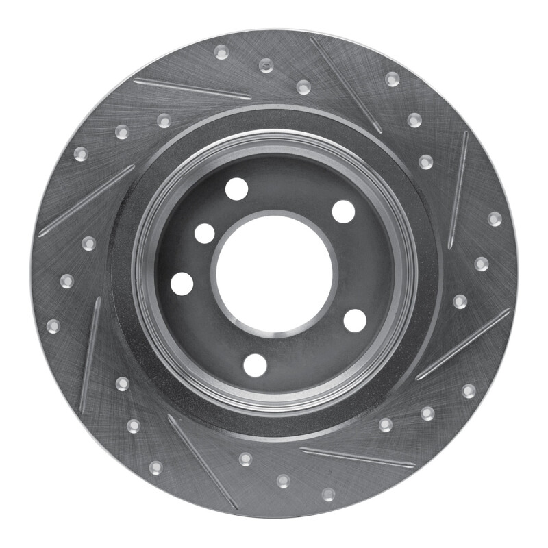 BMW 120i Brake Rotor (1) - Rear Left - R1 Concepts - Drilled & Slotted - Silver - `05-`12